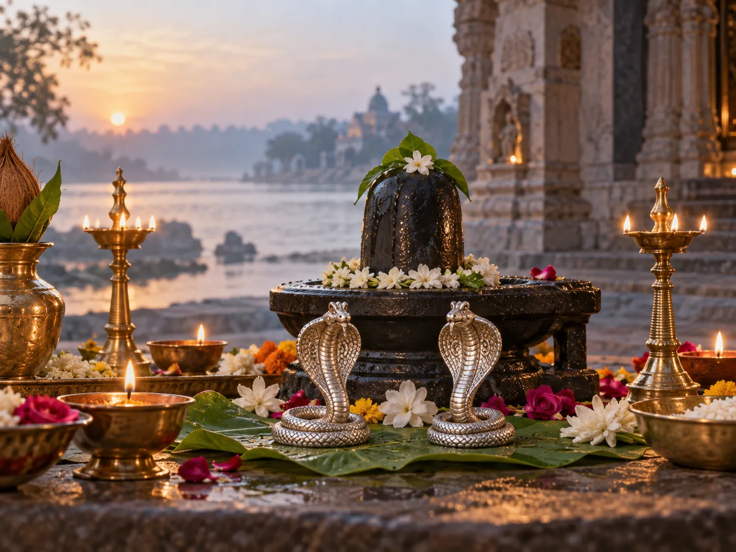 Pooja materials laid out for the sankalp