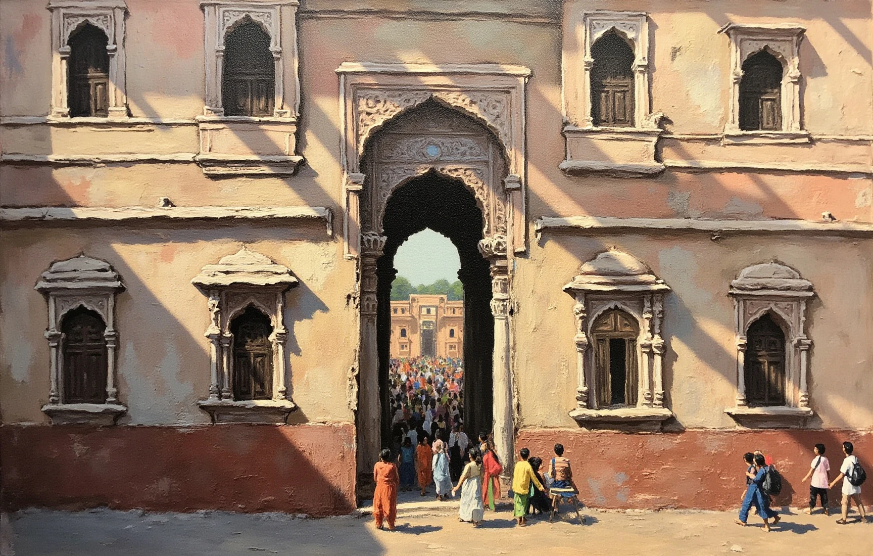 Banke Bihari Temple, painted in gouache