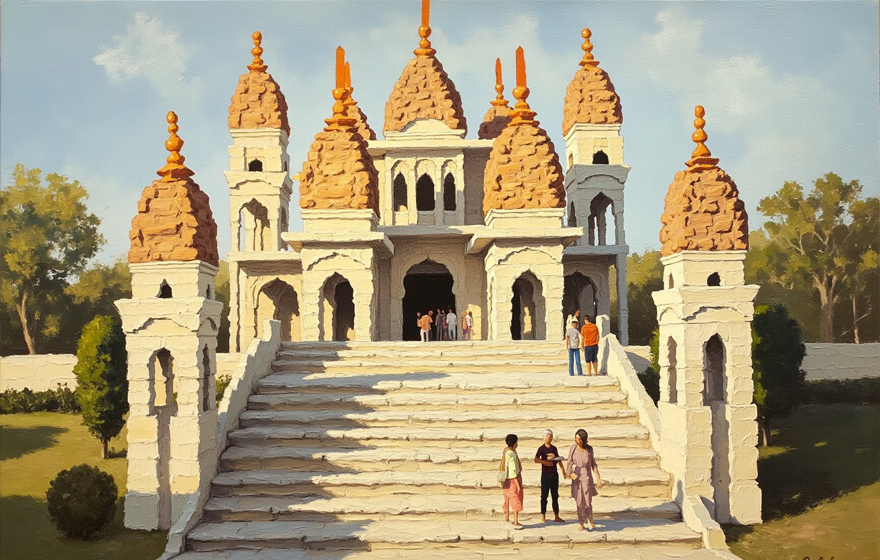 Lakshmi Narayan Temple (Birla Mandir), painted in gouache