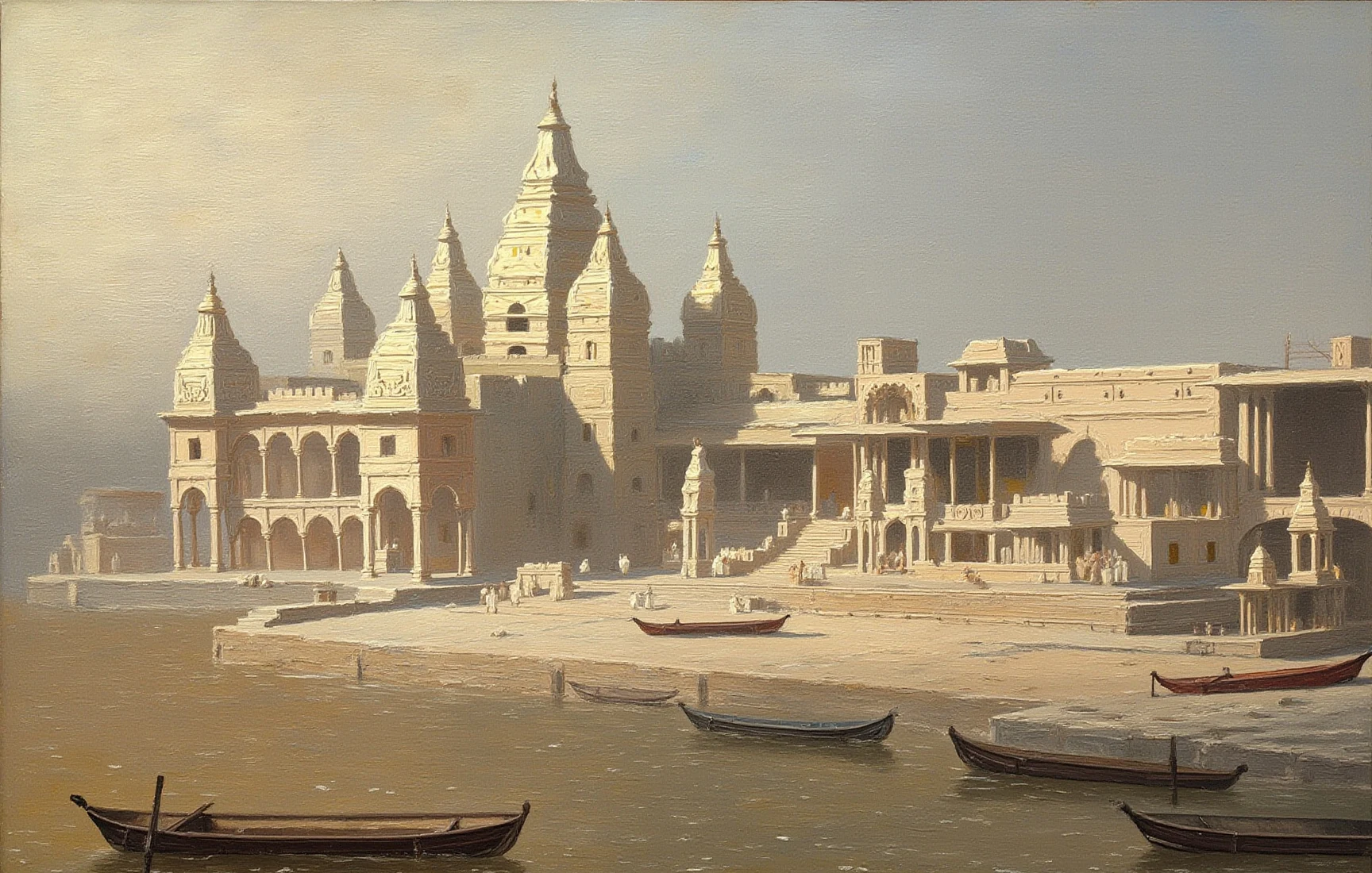 Dakshineswar Kali Temple, painted in gouache