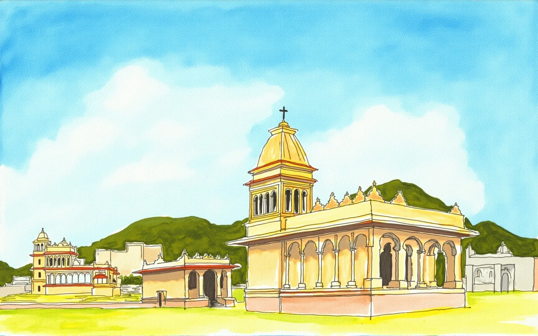Jagdish Temple, painted in gouache