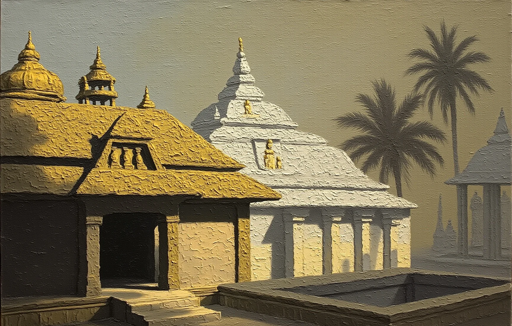 Kamakshi Amman Temple, painted in gouache
