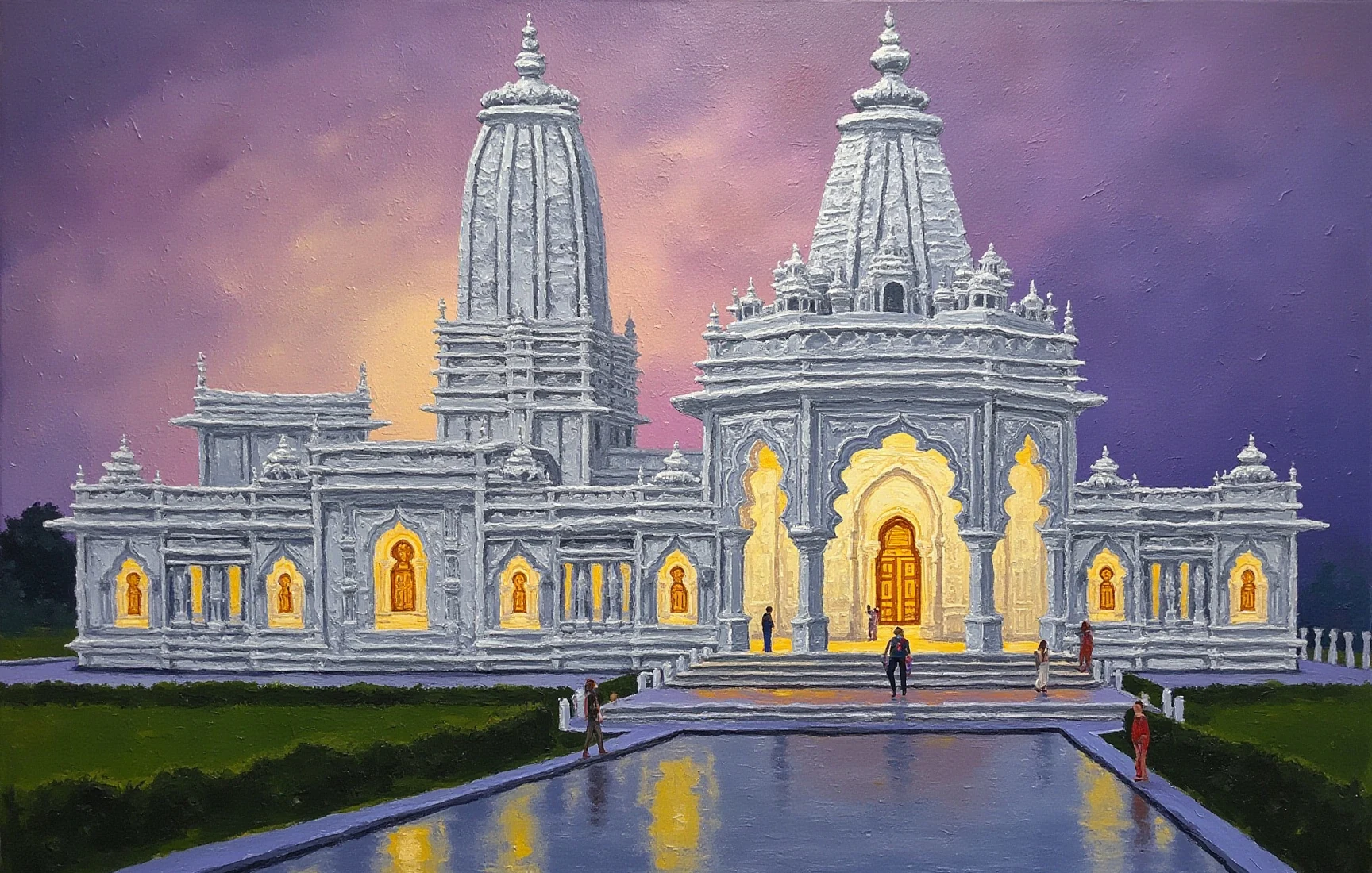 Prem Mandir, painted in gouache