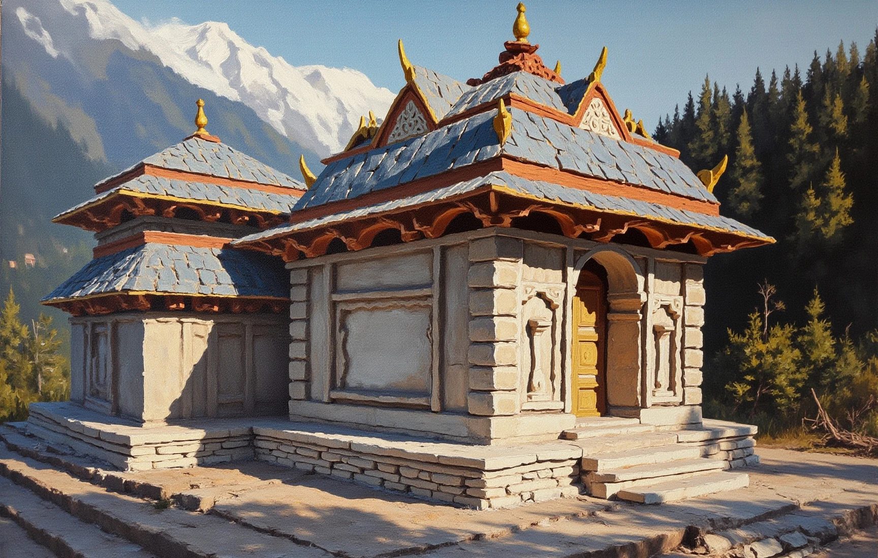 Raghunathji Temple, painted in gouache