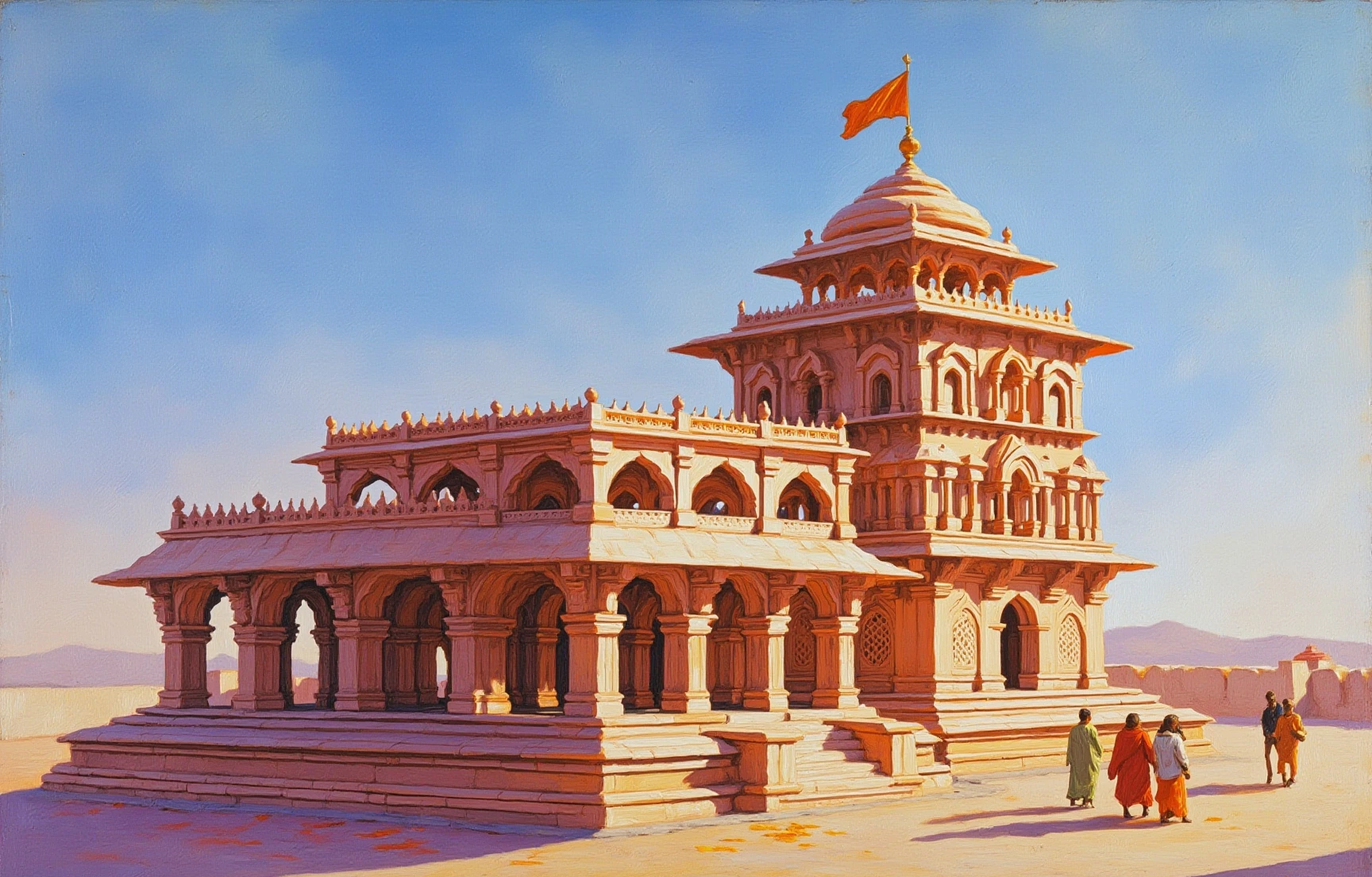 Ram Janmabhoomi Temple, painted in gouache
