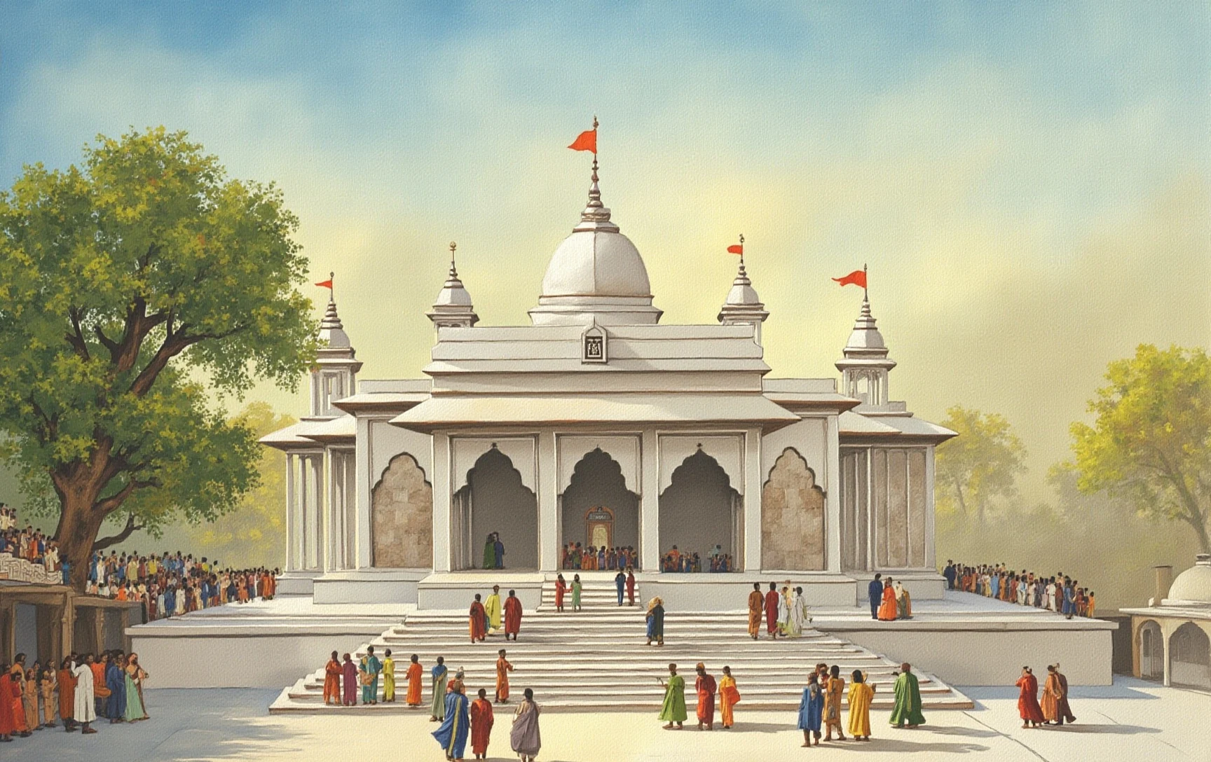 Shirdi Sai Baba Temple, painted in gouache