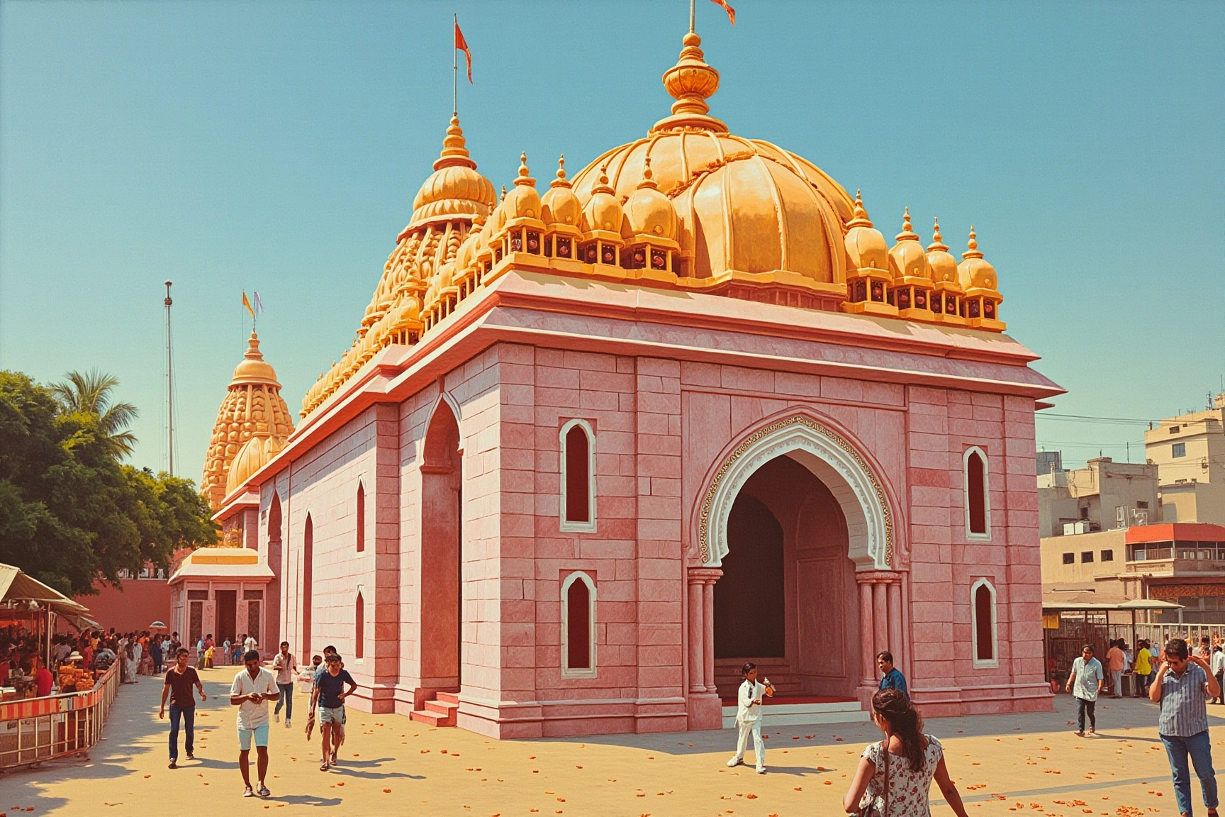 Siddhivinayak Temple, painted in gouache